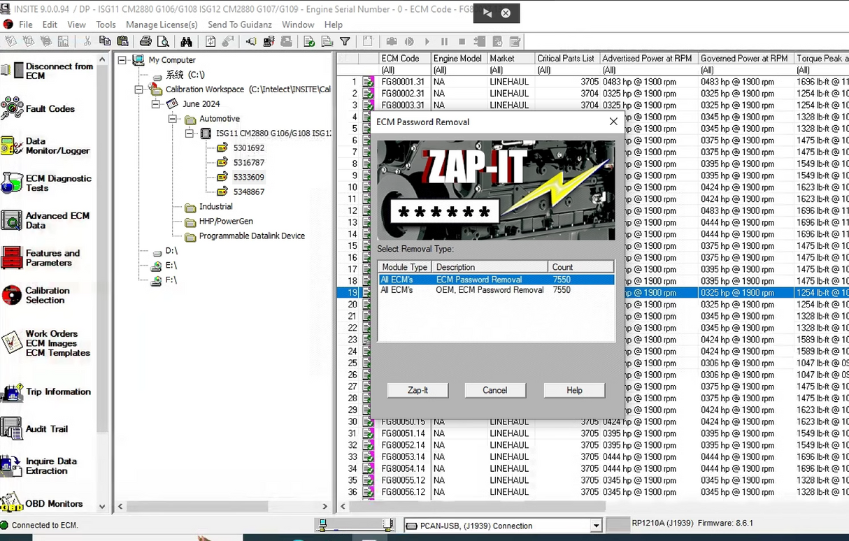 Cummins Insite 9.1 PRO + Fleet Cals + Zap It + Incal Online 2025