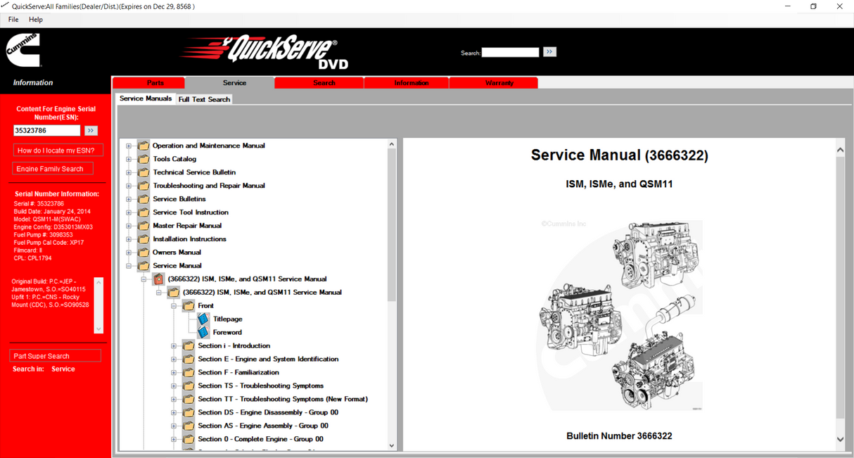 Cummins Quickserve Engines Parts & Manuals