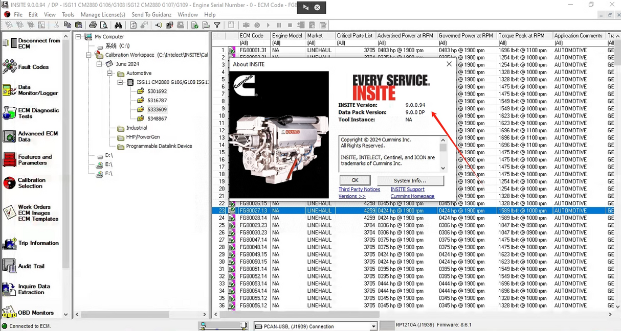 Cummins Insite 9.1 PRO + Fleet Cals + Zap It + Incal Online 2025