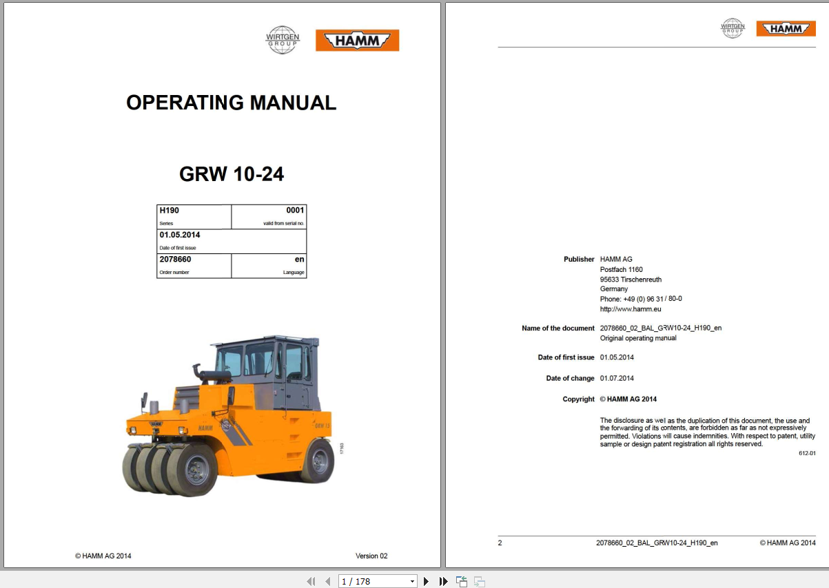 Wirtgen Hamm 2.68 GB Service Training, Operating Parts Manual & Schematic [DOWNLOAD]